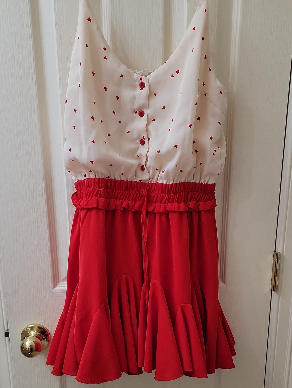 Women’s Red & White Heart Print Romper